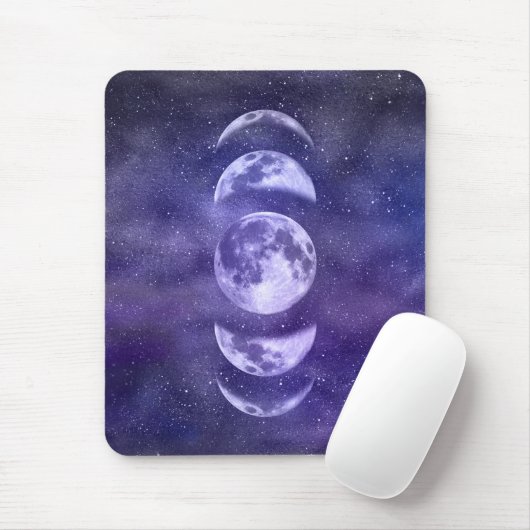 Moon Phases Celestis Muster Lila und blau Mousepad (Mit Mouse)