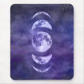 Moon Phases Celestis Muster Lila und blau Mousepad (Vorne)