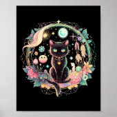 Moon Phases Crystal Witchy Niedlich Black Cat Kawa Poster (Vorne)