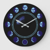 Moon Phases Faces Waxing Gibbous & Waning Crescent Große Wanduhr (Vorderseite)