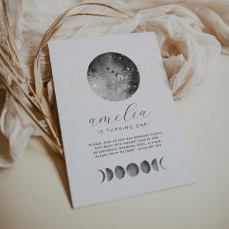 Moon Phases Gold Stars Birthday Gold Folieneinladung
