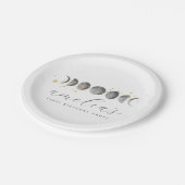 Moon Phases Gold Stars Pappteller (Schrägansicht)