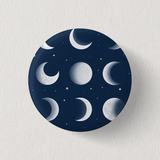 Moon Phases Grid Celestial Muster Design Button (Vorderseite)