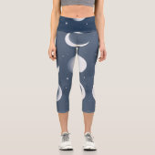 Moon Phases Grid Celestial Muster Design Capri Leggings (Vorderseite)