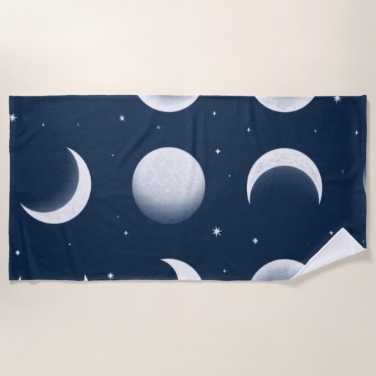 Moon Phases Grid Celestial Muster Design Strandtuch (Vorderseite)