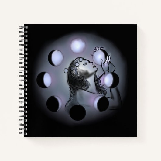 Moon Phases Notebook - Frauenverkleidung am Lunar  Notizblock (Vorderseite)