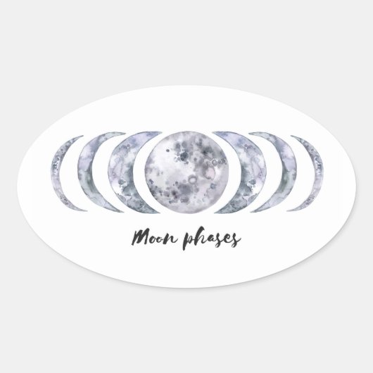 Moon Phases Ovaler Aufkleber (Vorderseite)