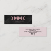 Moon Phases Pink Watercolor Lunar Mini Visitenkarte (Vorne/Hinten)