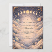 Moon Phases Space Baby Shower Einladung (Vorderseite)