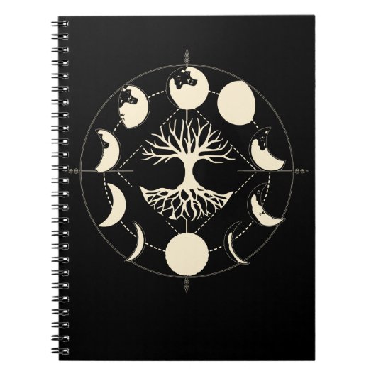 Moon Phases Spirituelle Tree Astronomie Crescent Notizblock (Vorderseite)