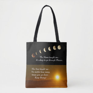 Moon Phases Sun erhöhen Inspiration Zitat Tasche