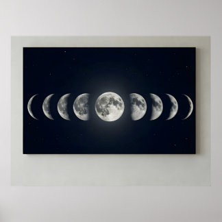 Moon Phases Wall Art Canvas Print Poster
