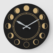 Moon Phases Waxing Gibbbous & Waning Crescent Große Wanduhr (Vorderseite)