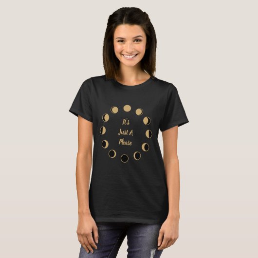 Moon Phases Waxing Gibbbous & Waning Crescent T-Shirt (Vorne ganz)