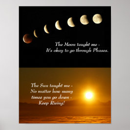 Moon Phasing Sunrise Inspiration Zitat Poster