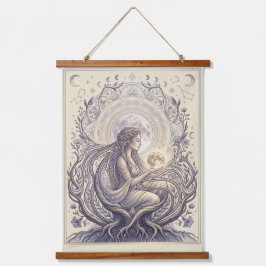 Moon Priestess Goddess Wandteppich Mit Holzrahmen