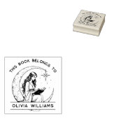 Moon Princess Crescent Moon Reading Ex Libris Gummistempel (Stempel)