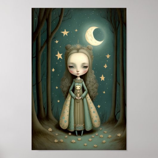 Moon Princess Girl im Wald Poster (Vorne)