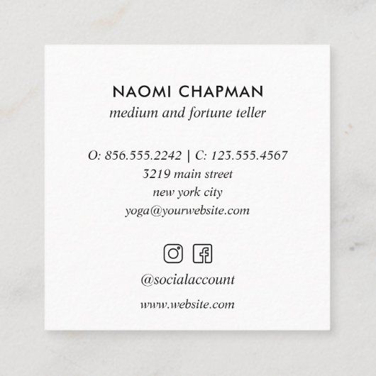 MOON PSYCHIC MEDIUM PALM LESER FORTUNE TELLER QUADRATISCHE VISITENKARTE (Rückseite)