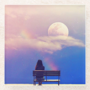 Moon Rainbow: Pastel Sky Beauty. Glasuntersetzer