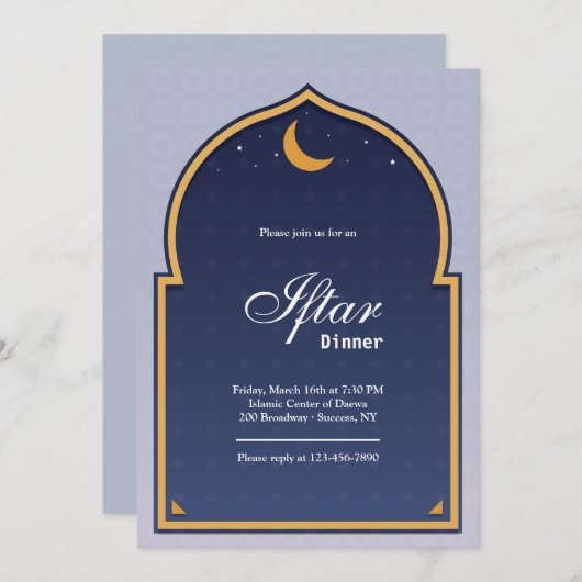 Moon Ramadan Iftar Einladung (Vorne/Hinten)