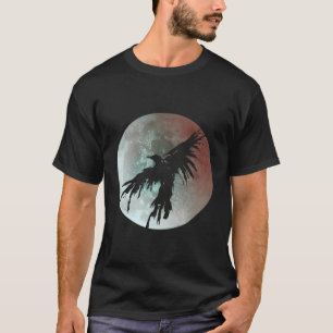 Moon Raven Graphic Black Crow Vollmond Pinselstric T-Shirt