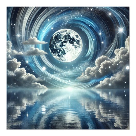 Moon reflektiert blaues Licht Fotodruck (Vorne)