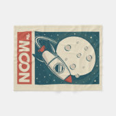 Moon Retro Galaxy Rocket Fleecedecke (Vorderseite (Horizontal))