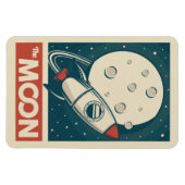 Moon Retro Galaxy Rocket Magnet (Horizontal)
