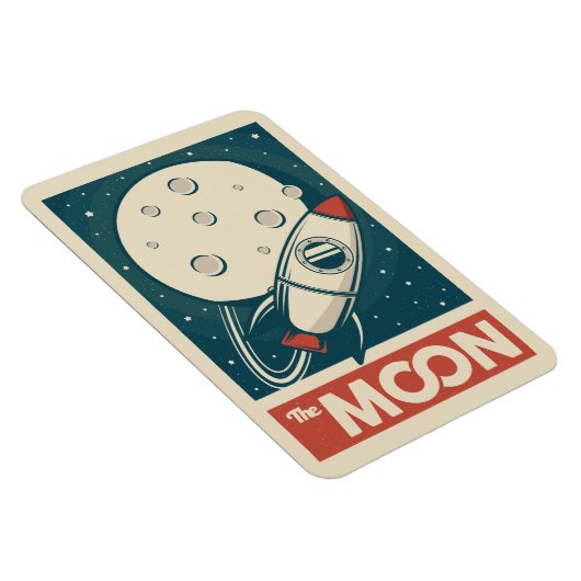 Moon Retro Galaxy Rocket Magnet (Rechte Seite)