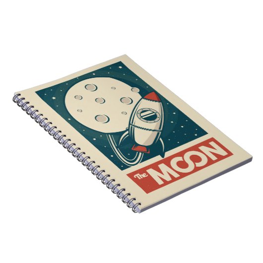 Moon Retro Galaxy Rocket Notizblock (Rechte Seite)