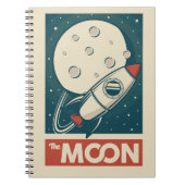 Moon Retro Galaxy Rocket Notizblock (Vorderseite)