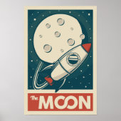Moon Retro Galaxy Rocket Poster (Vorne)
