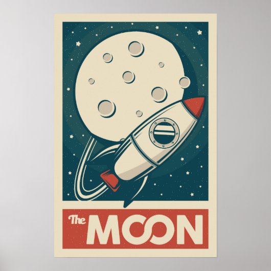 Moon Retro Galaxy Rocket Poster (Vorne)