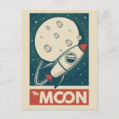 Moon Retro Galaxy Rocket Postkarte (Vorderseite)