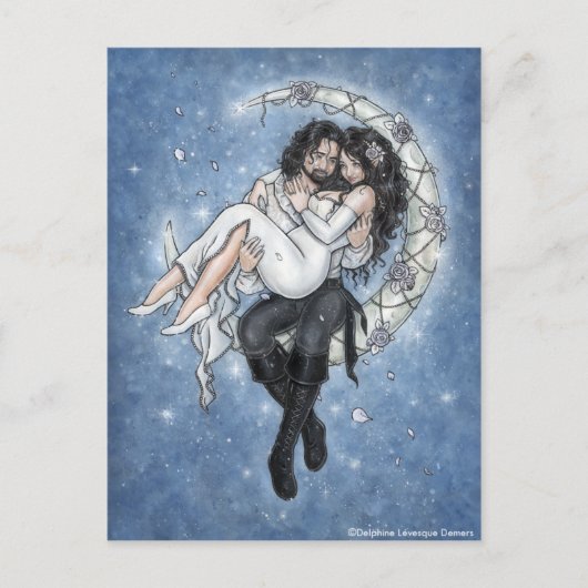 Moon Riders Romantische Liebe Postkarte (Vorderseite)