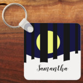 Moon Rising near Forest im Winter Schlüsselanhänger (Vorderseite)