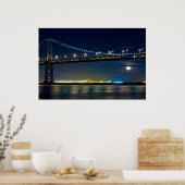Moon Rising Under San Francisco Bay Bridge Poster (Küche)