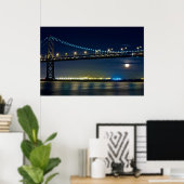 Moon Rising Under San Francisco Bay Bridge Poster (Heimbüro)