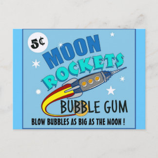 Moon Rockets Blubble Gum Postkarte