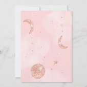 Moon Rose Gold Glitzer Rosa Wolken Babydusche Einladung (Rückseite)