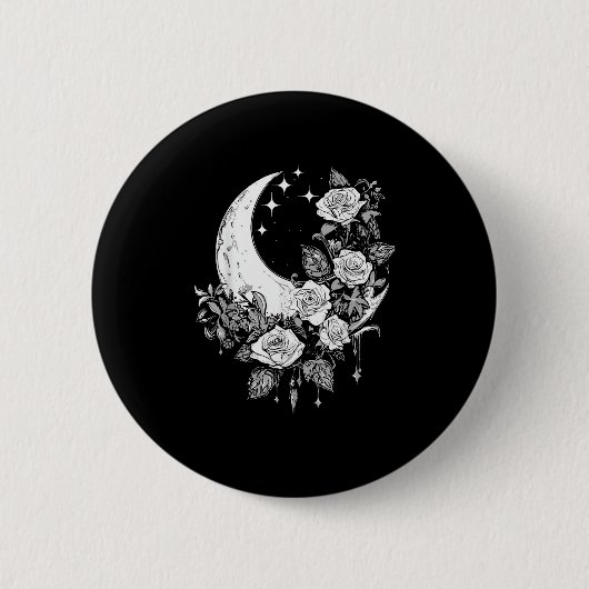 Moon Rose - Romantisches Goth - Whimsigoth Witchy Button (Vorderseite)