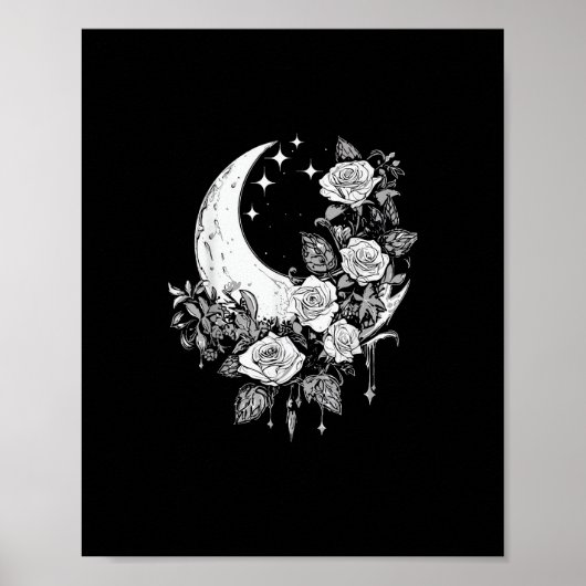 Moon Rose - Romantisches Goth - Whimsigoth Witchy  Poster (Vorne)