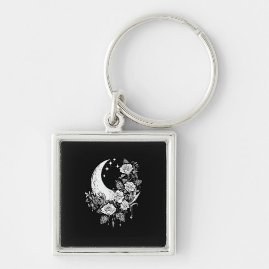 Moon Rose - Romantisches Goth - Whimsigoth Witchy Schlüsselanhänger (Vorne)