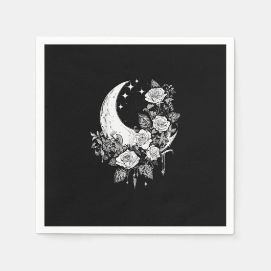 Moon Rose - Romantisches Goth - Whimsigoth Witchy  Serviette (Vorderseite)