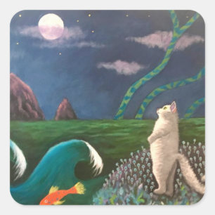 Moon Salute Quadratischer Aufkleber