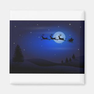 Moon Silhouetten Santa Claus Reindeers Santa Claus Magnet
