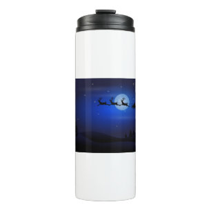 Moon Silhouetten Santa Claus Reindeers Santa Claus Thermosbecher