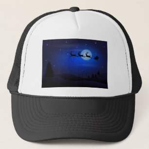 Moon Silhouetten Santa Claus Reindeers Santa Claus Truckerkappe