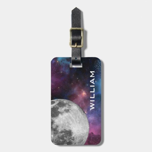 Moon Solar System Space Planet Lunar Lila Gepäckanhänger (Vorderseite vertikal)